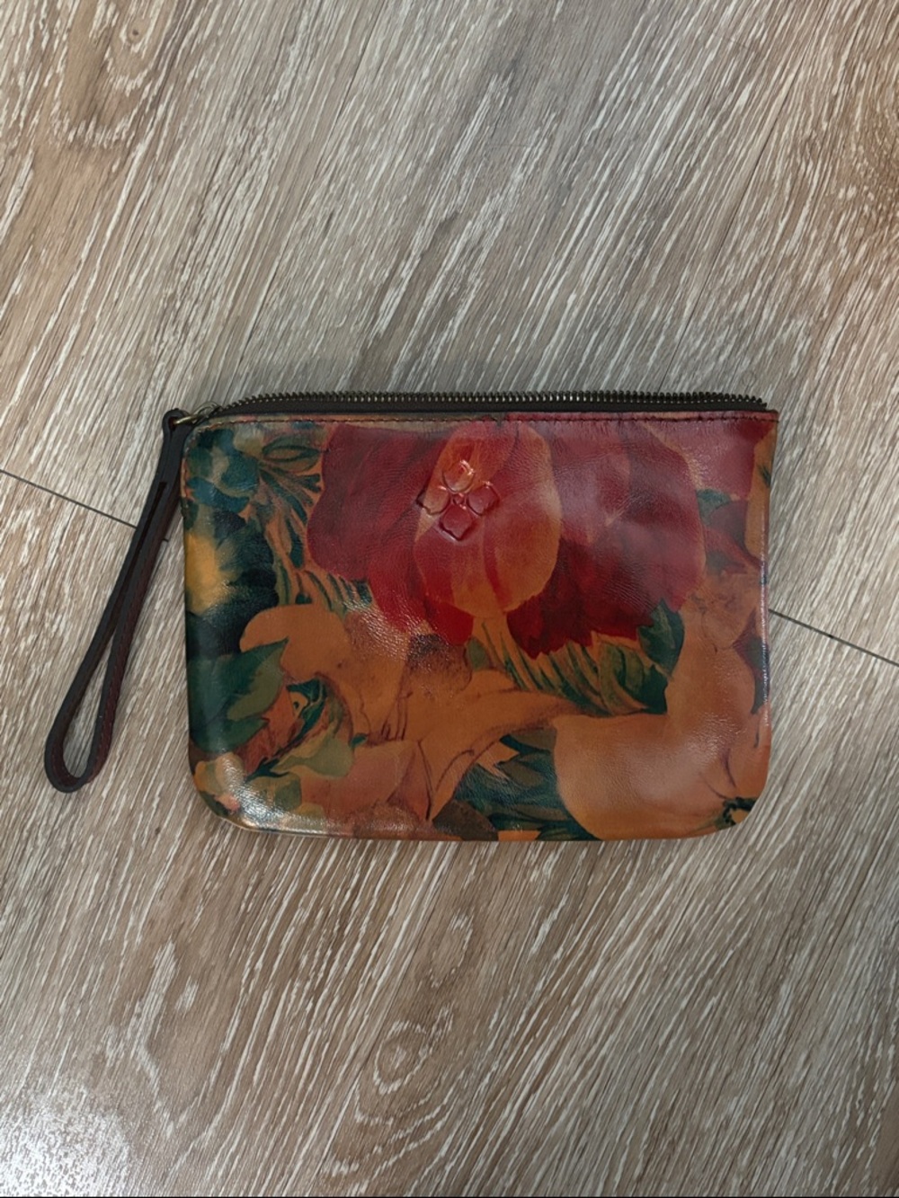 Patricia Nash ‘Cassini’ Leather Wristlet- dark multicolor floral